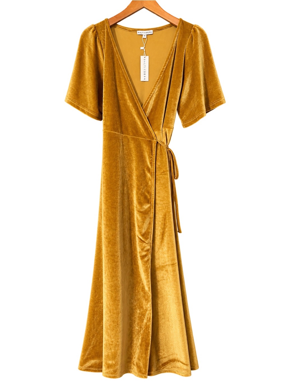 Baltic Born Gold Velvet Wrap Dress
